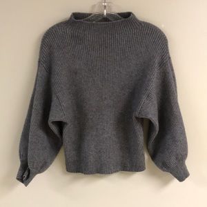 LINE & DOT Alder Puff Sleeve Ribbed Rayon Sweater—XS—Gray